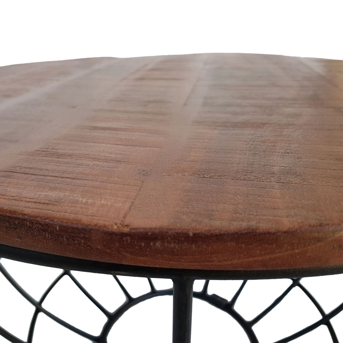 Table basse ronde | ø 55 cm | Industrielle - Métal - Noir/Marron foncé