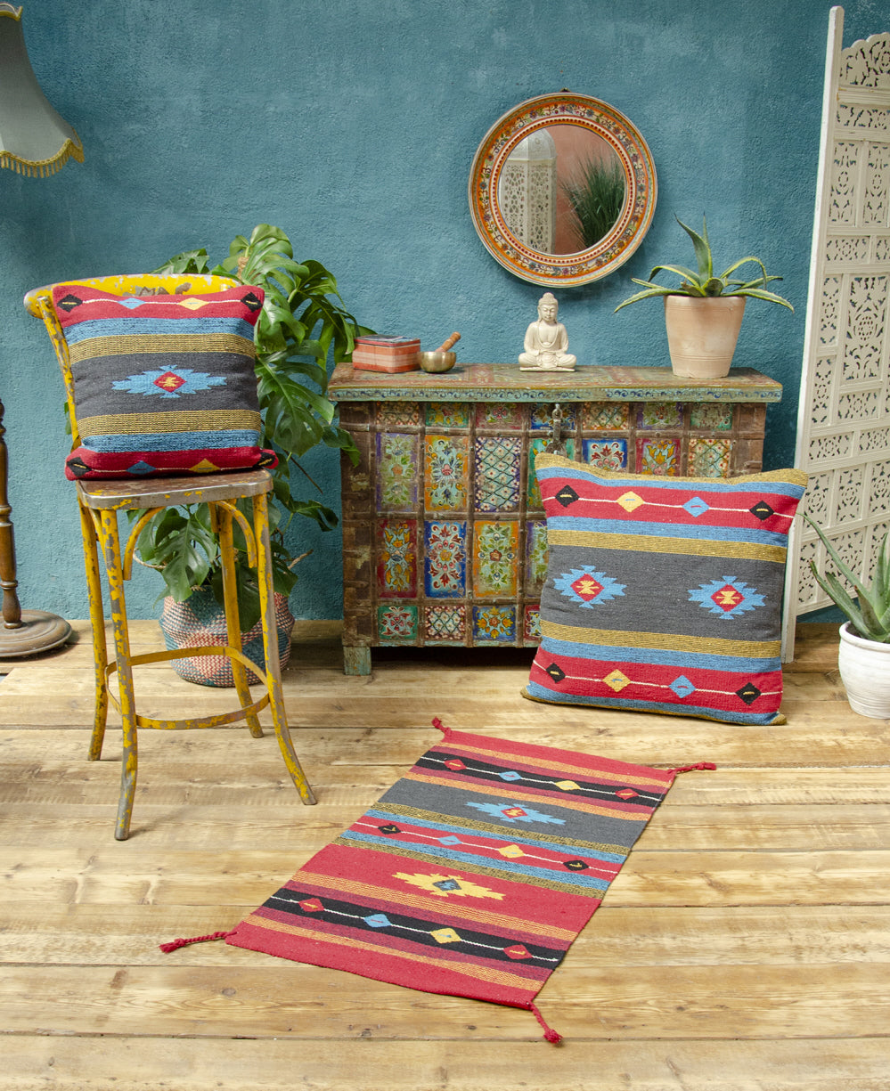 Tapis kilim Sarkhan tissé à la main, 60 x 110 cm