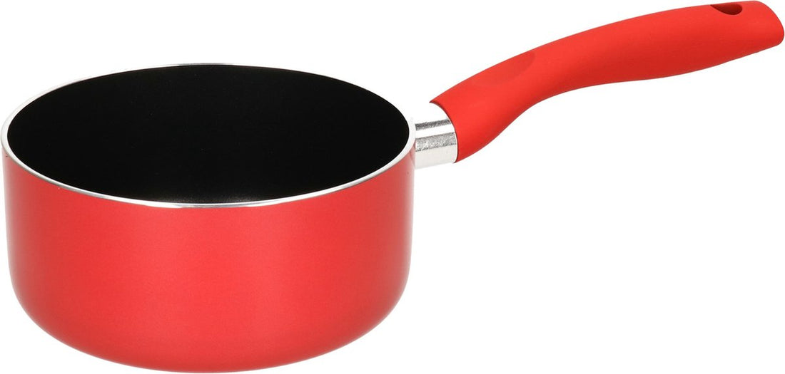 5Five steelpan Ø 16 cm – aluminium sauspan voor inductie, rood/zwart, 1,5 l