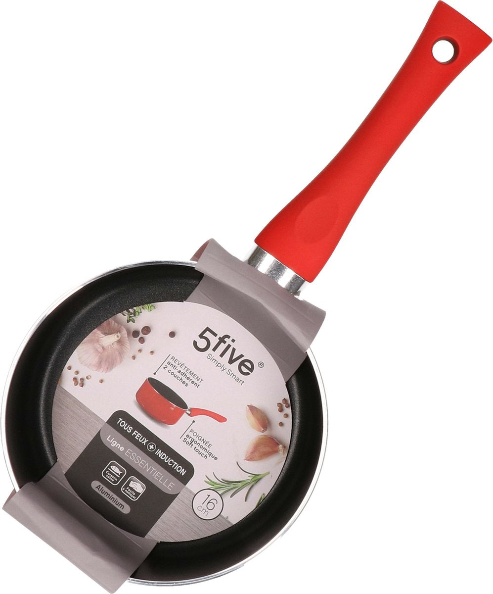5Five steelpan Ø 16 cm – aluminium sauspan voor inductie, rood/zwart, 1,5 l – foto 2