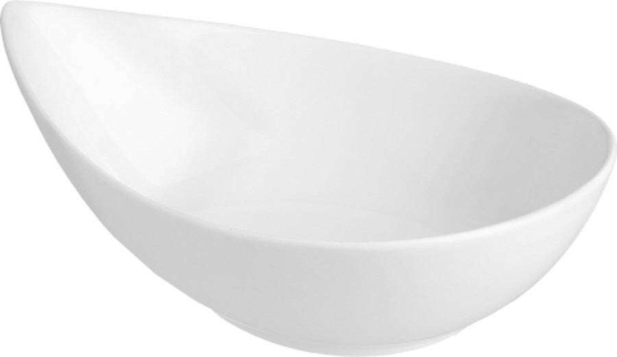 White teardrop-shaped deep bowl 21x16 cm
