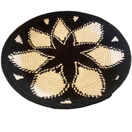 Marokkanischer Korb flach schwarz-weiß Ø 50 cm