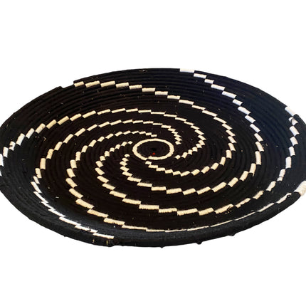 Marokkanischer Korb flach schwarz-weiß natur Ø 50 cm