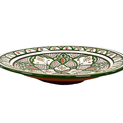 Schale Steingut 35 cm grün burgunderfarben