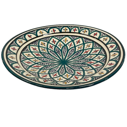 Steingut Schale 35 cm grün mit blau