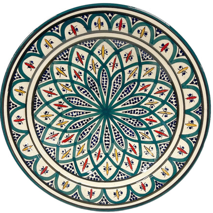 Steingut Schale 35 cm grün mit blau