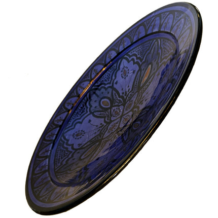 Donkerblauwe Aardewerk schaal 35 cm