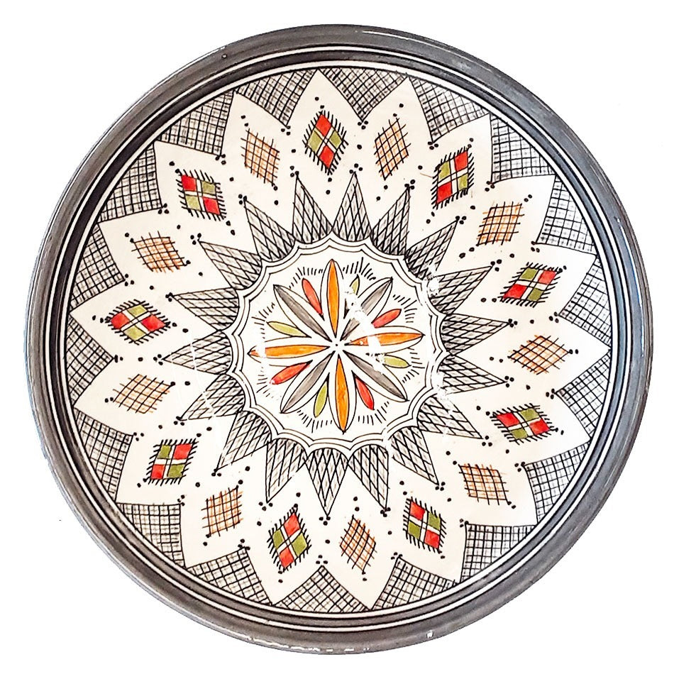 Plat en céramique marocain gris Ø 35