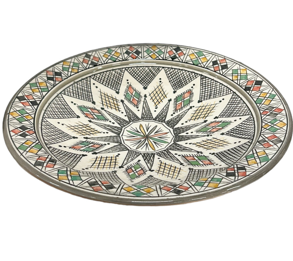 Plat marocain en faïence fait à la main gris Ø35