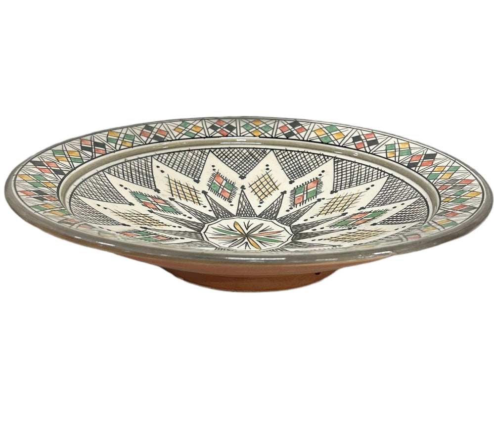 Plat marocain en faïence fait à la main gris Ø35