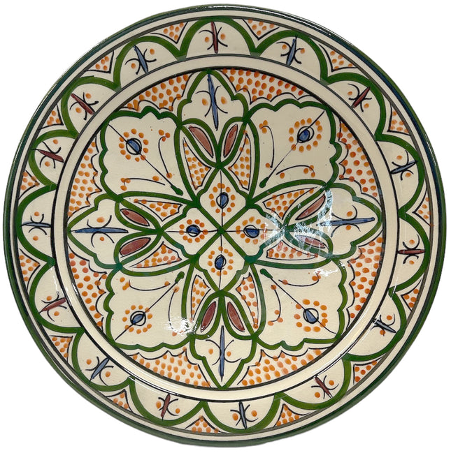 Keramikschale 35 cm grün-orange Farbtöne