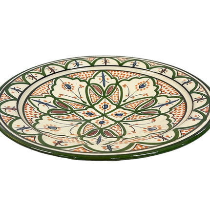 Keramikschale 35 cm grün-orange Farbtöne
