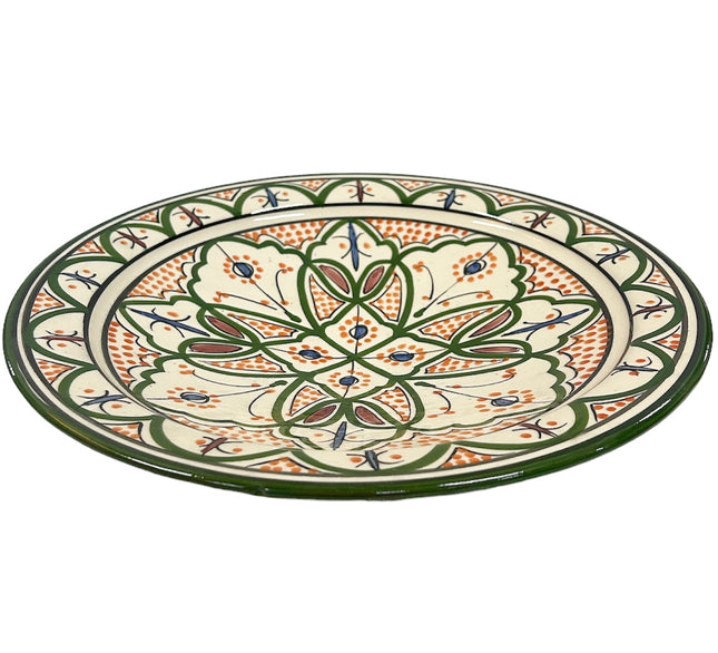 Keramikschale 35 cm grün-orange Farbtöne