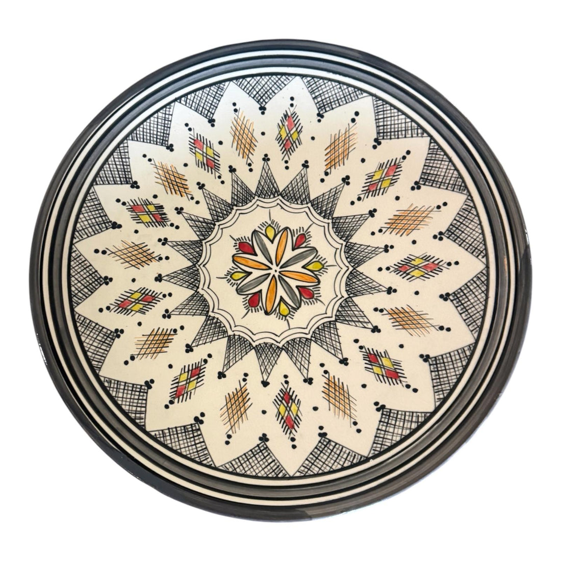 Plat marocain en faïence fait à la main gris Ø35