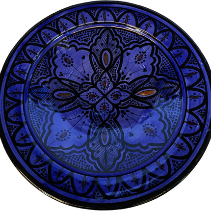 Donkerblauwe Aardewerk schaal 35 cm