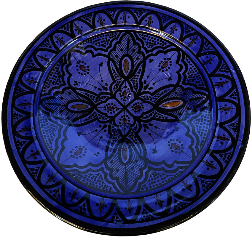 Dark blue earthenware bowl 35 cm