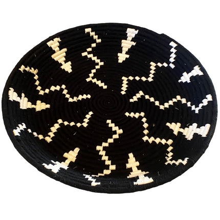 Marokkanischer Korb flach schwarz-weiß natur Ø 50 cm