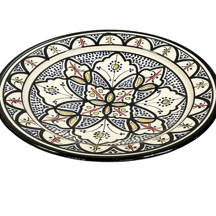 Marokkanische Keramik-Obstschale blau schwarz 35 cm