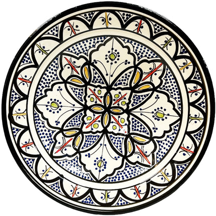 Marokkanische Keramik-Obstschale blau schwarz 35 cm