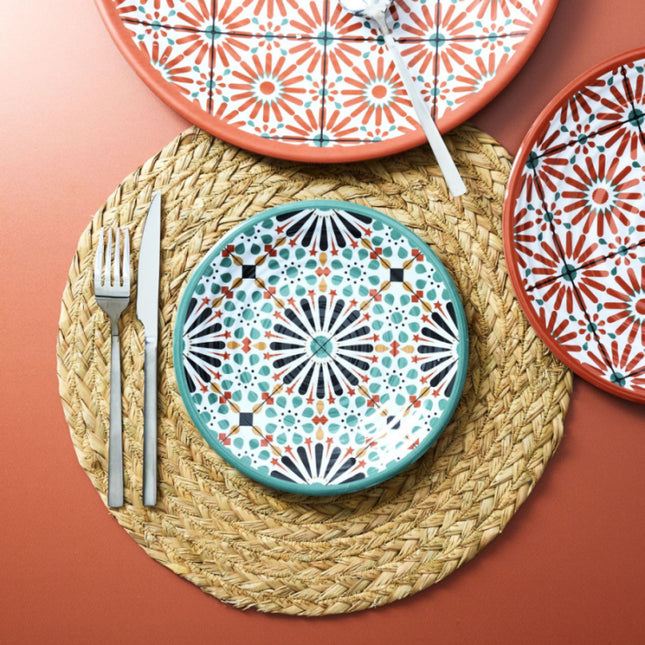 Platte serveerschaal met patronen melamine