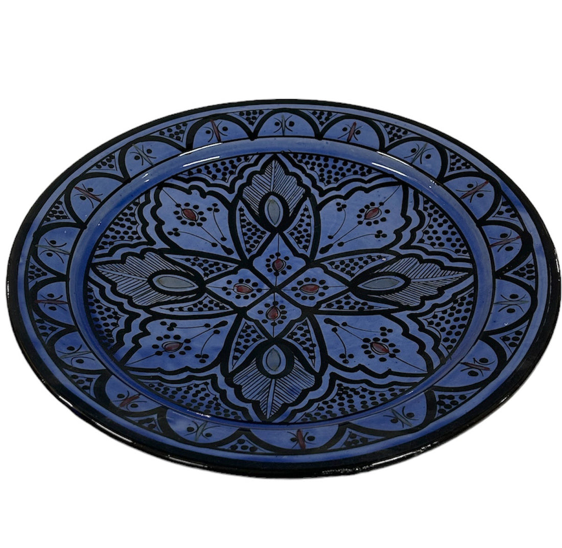 Marokkaanse aardewerken schaal donkerblauw – handgemaakt, Ø 35 cm – foto 2