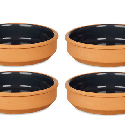 Set 4x Tapas-/Crème-Brûlée-Schälchen Terracotta/Schwarz 16cm