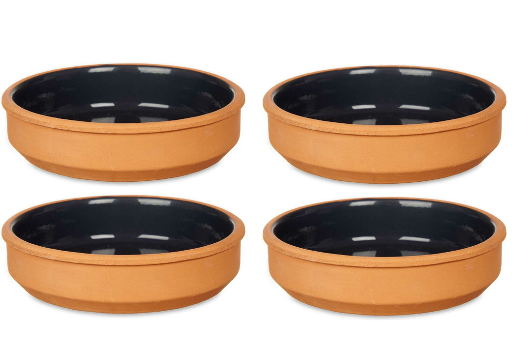 Tapas schaaltjes set van 4 van La Dehesa – terracotta/zwart, Ø 16 cm