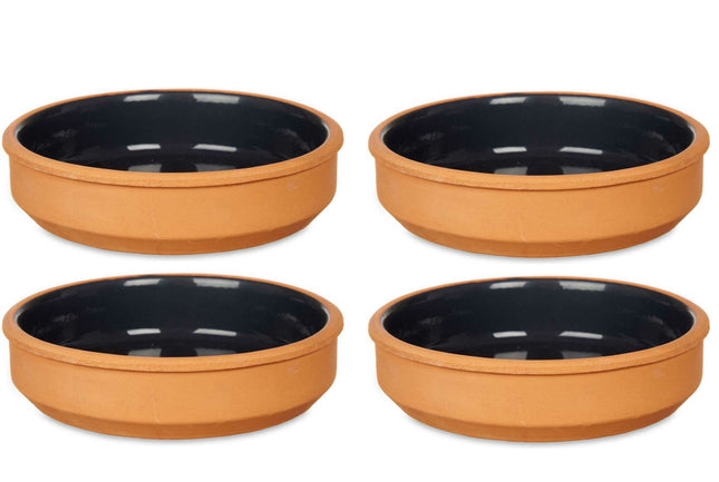 Set 4x Tapas-/Crème-Brûlée-Schälchen Terracotta/Schwarz 16cm