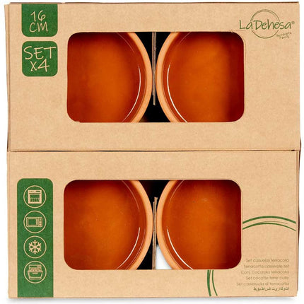 Set 4x Tapas-/Crème-brûlée-Schälchen Terrakotta/Braun 16cm