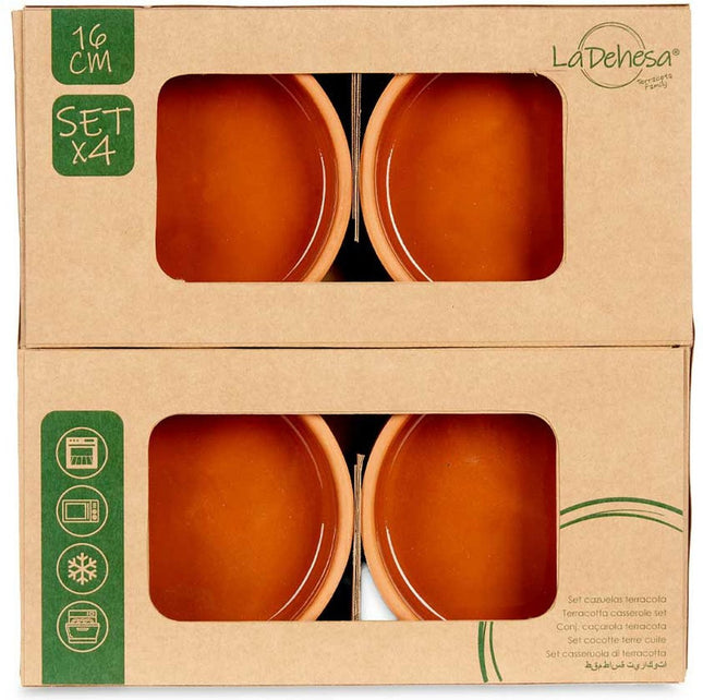 Set 4x Tapas-/Crème-brûlée-Schälchen Terrakotta/Braun 16cm