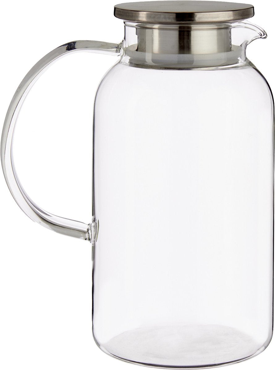 Glass juice pitcher/decanter with luxury lid, 1.9 liters