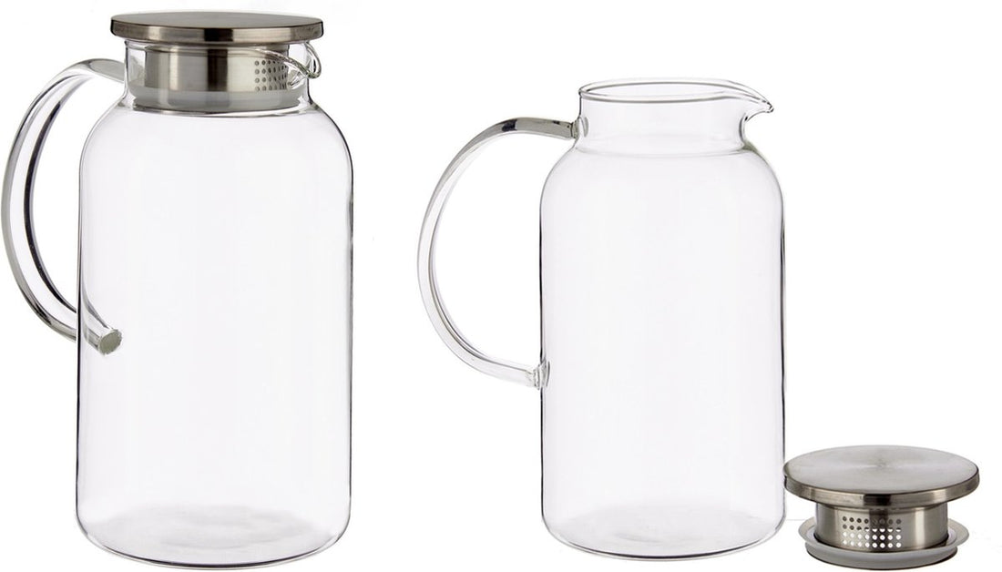 Glass juice pitcher/decanter with luxury lid, 1.9 liters
