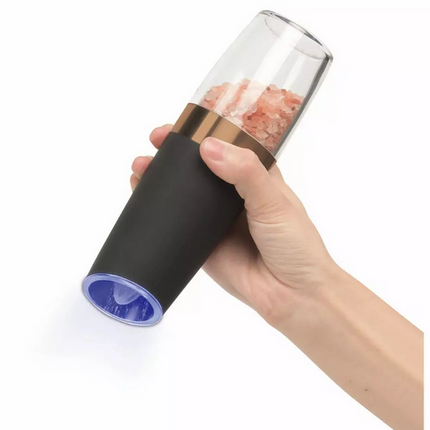 Kinghoff Elektrische Peper- en Zoutmolens – Zwaartekracht Bediening, LED Verlichting, Instelbare Maalgraad (Mat Zwart, Set van 2) - Peper en Zoutstel