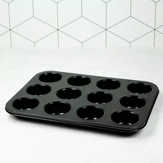 Kinghoff Cupcakeform – 12-teilige Muffinbackform, 35 x 26 x 3 cm – Ofenfest bis 250°C – Spülmaschinenfest – Kuchenform – Backform