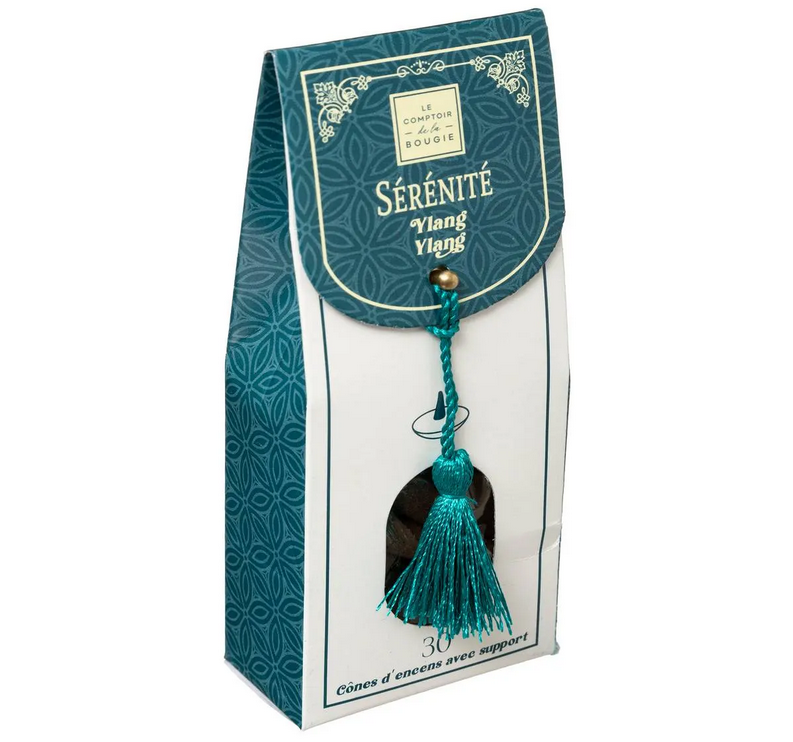 Incense cones Ylang Ylang met houder – wierookkegels, ca. 30 stuks