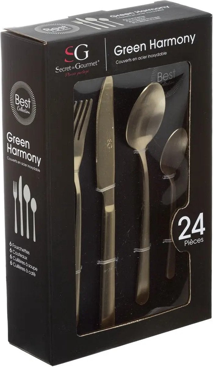 Secret de Gourmet Ménagère Green Harmony - 24 pièces - Acier inoxydable - Or