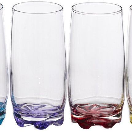 Drinkglazen - 6 stuks - waterglazen - 380 ml - kleurenmix