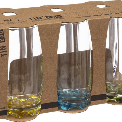 Drinkglazen - 6 stuks - waterglazen - 380 ml - kleurenmix