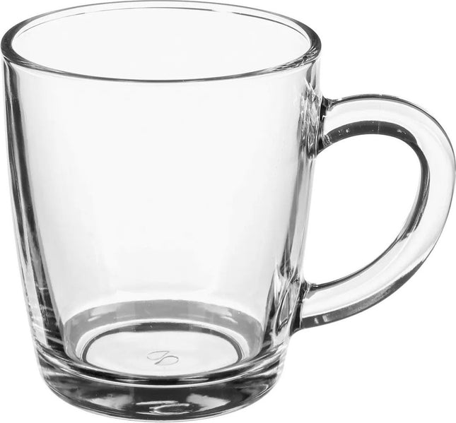 Koffie/thee glazen met oor - set 6x stuks - transparant glas - 340 ml
