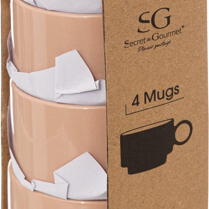 Secret de gourmet Retro - 4 Tasjes - Kopjes - 10CL - Koffietas - Nude