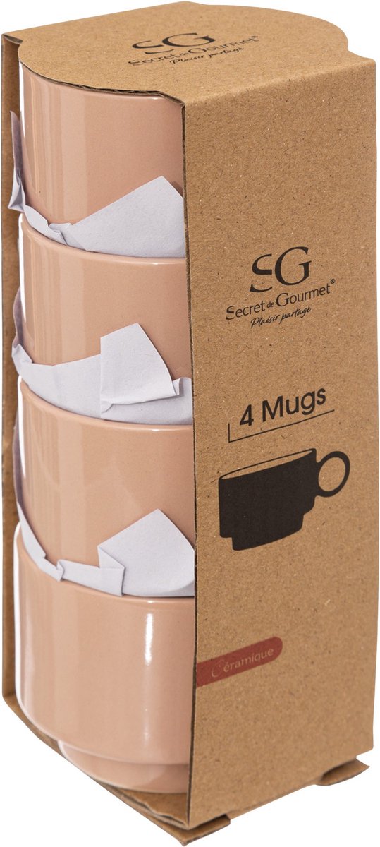 Secret de gourmet Retro - 4 Tasjes - Kopjes - 10CL - Koffietas - Nude