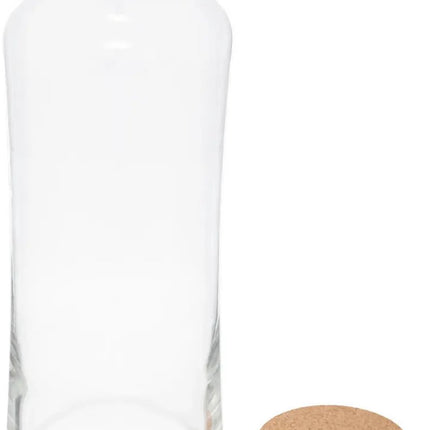 Secret de Gourmet schenkkan/water karaf met kurk dop - glas - transparant - 1000 ml - D9 x H25 cm - afsluitbaar