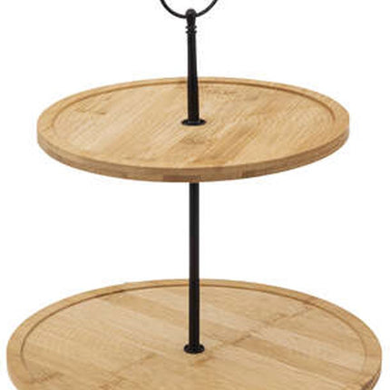Serveerplank 2 laags - D25 cm - bamboe- kaasplankje - etagiere - tapas plateau
