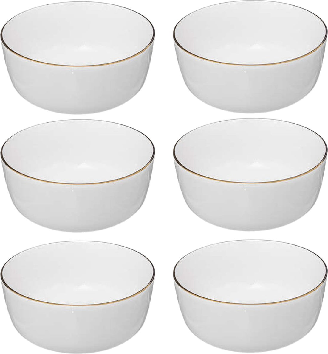 Bols à soupe/ramequins de service - 6x - Corona - céramique - D15 x H6.6 cm - blanc/or