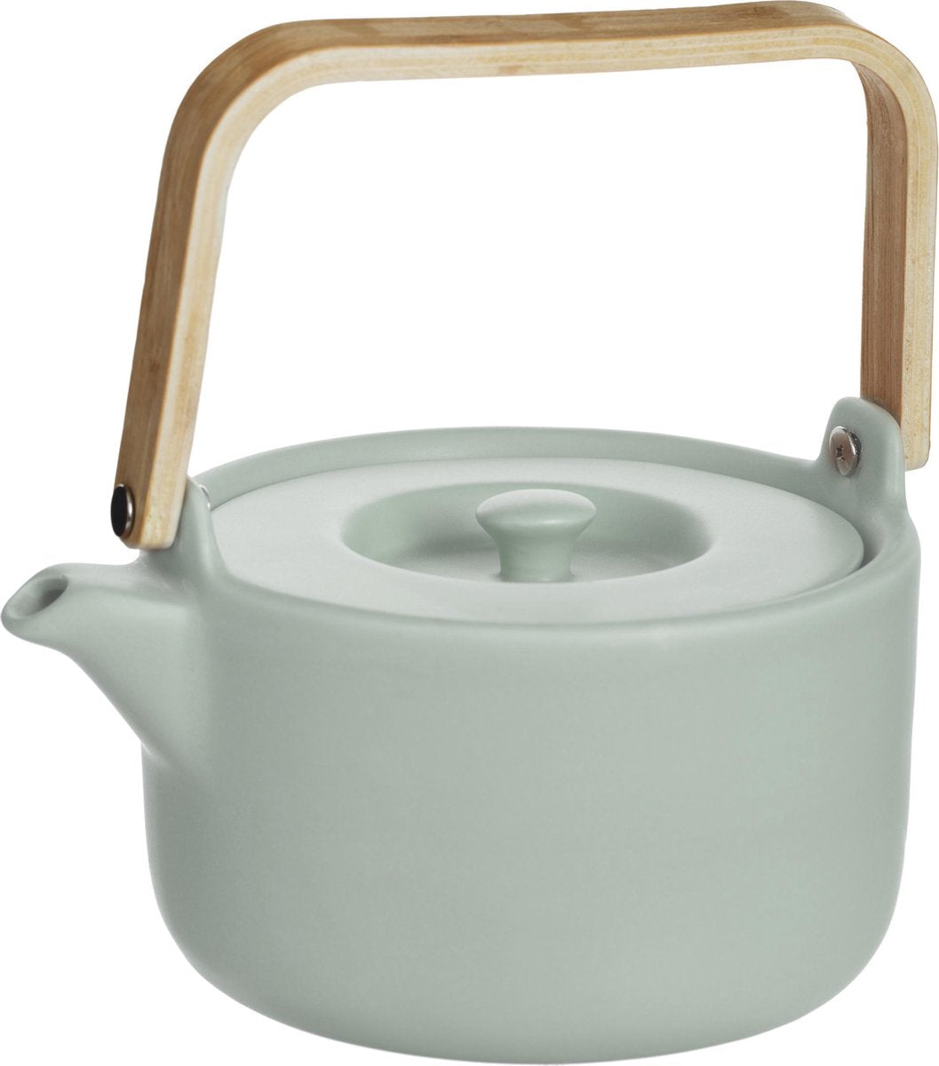 Ceramic teapot with bamboo 80cl - Handle, sieve, filter