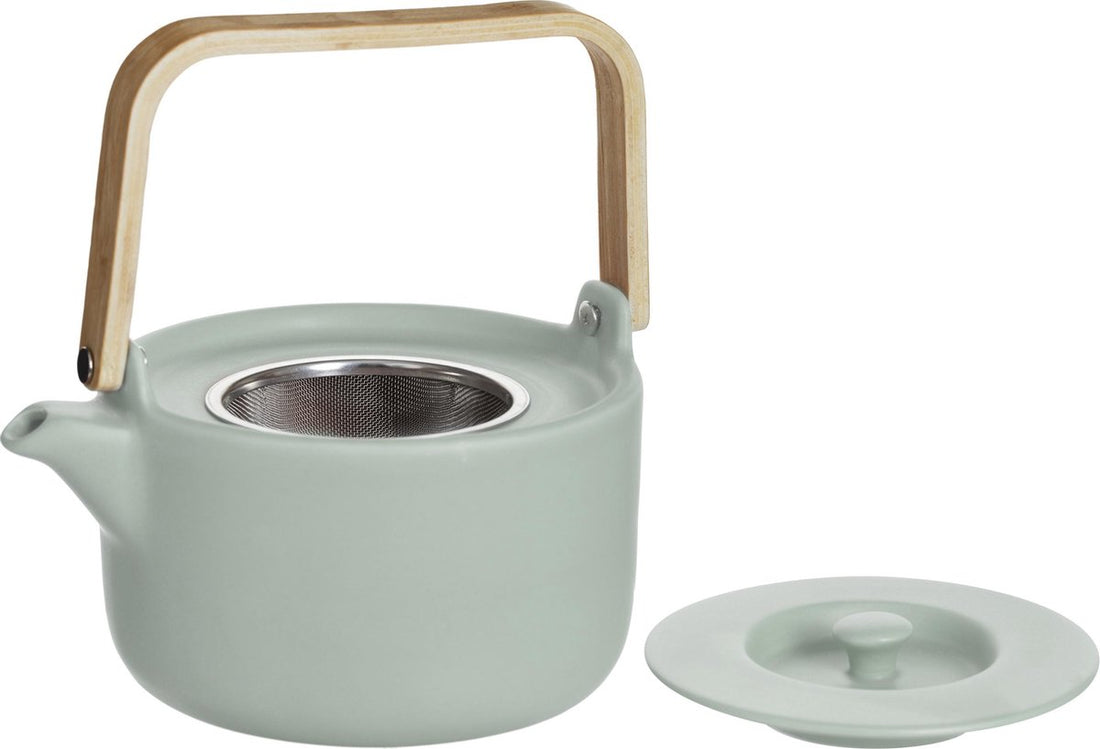 Ceramic teapot with bamboo 80cl - Handle, sieve, filter
