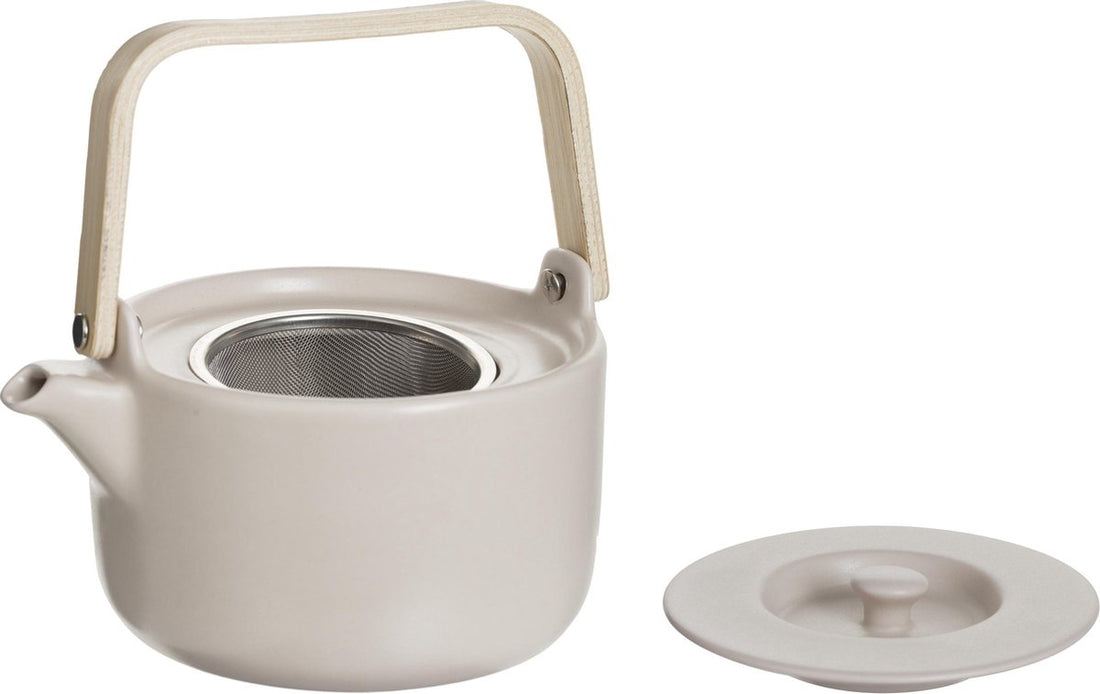 Ceramic teapot with bamboo 80cl - Handle, sieve, filter