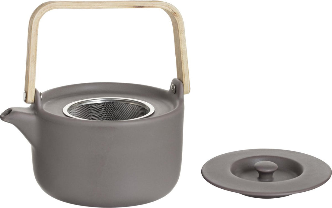 Ceramic teapot with bamboo 80cl - Handle, sieve, filter