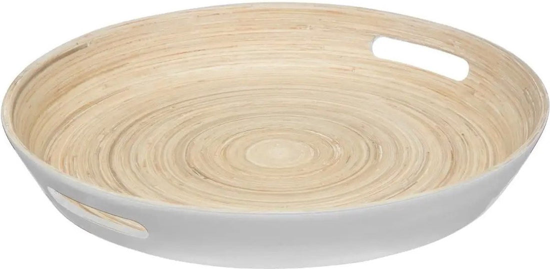 Plateau de service - plateau rond D42 cm bambou avec poignées
