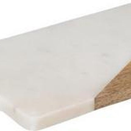 Serveerplank in Wit Marmer en Mangohout 30 x 15 cm | Snijplank marmer
